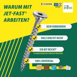 Jet-Fast Universele schroeven 4 x 40 mm verzinkt voldraad...