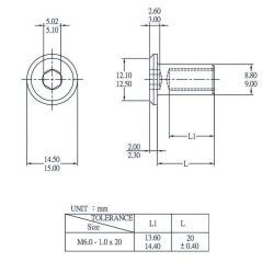 PARCO Hülsenmuttern M6 x 20 mm verzinkt - 50 Stück