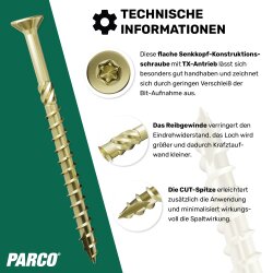 Constructieschroeven geel verzinkt