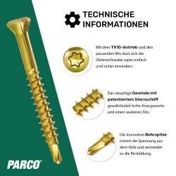 Vloerschroeven verzinkt Torx met boorpunt