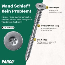 Justierschraube mit Informationen zu den Eigenschaften