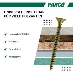 Spaanplaatschroeven voldraad geel verzinkt