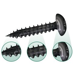 Schwarze Beschlagschrauben