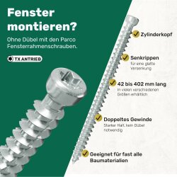 PARCO Fensterrahmenschrauben Typ Maxx Zylinderkopf