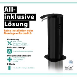 Desinfektionsspender Desk Schwarz 1,0L Kanister