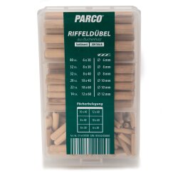 Parco Riffeldübel Buchenholz Sortiment 200 Teilig