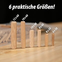 Parco Riffeldübel Buchenholz Sortiment 200 Teilig