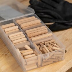 Houten deuvels assortiment 200-delig