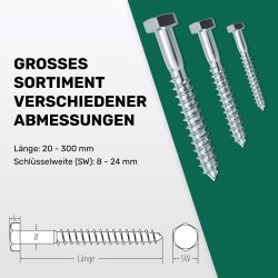 Houtdraadbouten M12 x 70 mm verzinkt – 50 Stuks